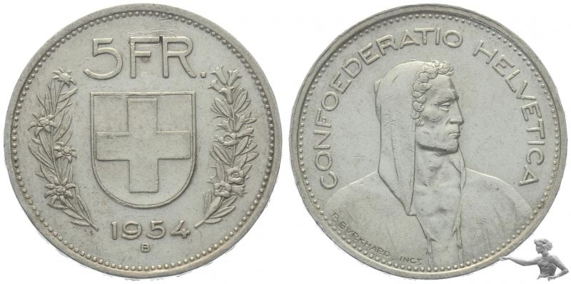 5 Franken 1954 B | Silber, Alphirte